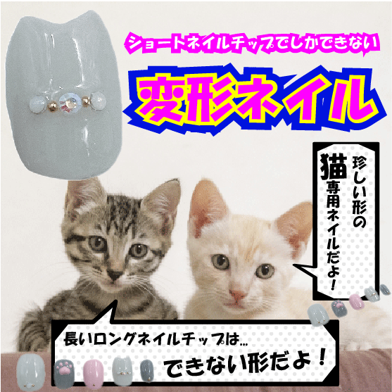 猫のベリーショートネイルチップ